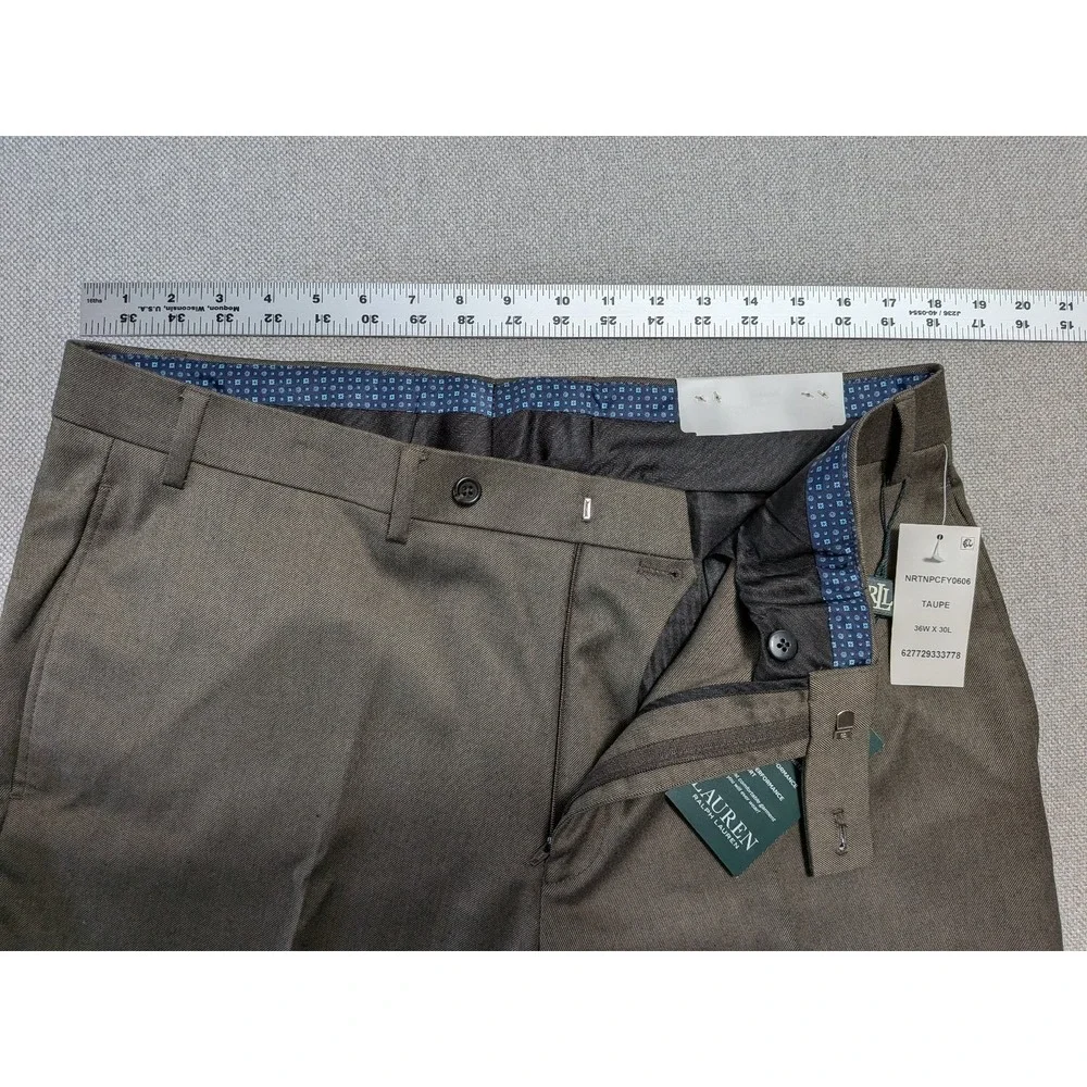 Ralph Lauren LRL Men's Taupe 36W x 30L Ultraflex Stretch Dress Pants Suit NWT